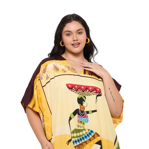 Gypsie Blu Women Plus Size Polyester Caftan Dress Kimono Sleeve Maxi Dresses - Picture 6 of 8